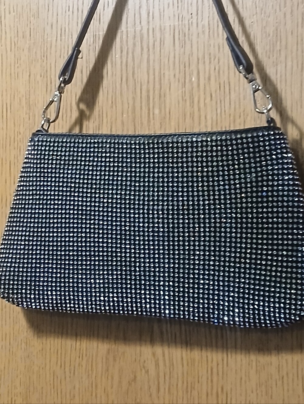 Stunning Black Rhinestone Crystal Handbag Shoulder Bag Evening Clutch/bag - Picture 5 of 9